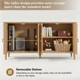 thumbnail image 3 of HLR 58'' Large Sideboard Buffet Cabinet with Storage, 4 Doors Modern Credenza Table for Living Room, Walnut Wood, 3 of 9