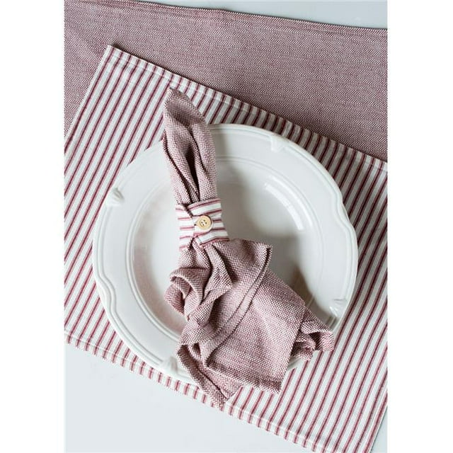 20 x 20 in. Ticking Napkins, Red - Set of 2