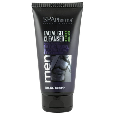 SPApharma Charcoal Activated Mens Facial Cleanser formulated with Blueberry Extract and Dead Sea Minerals 5 fl.