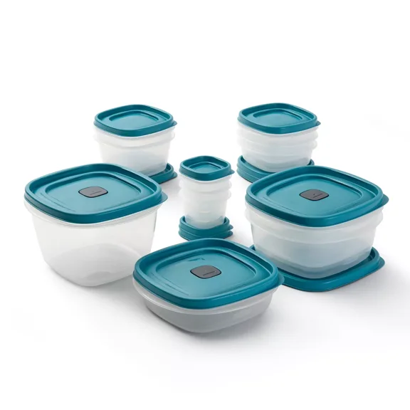 Rubbermaid 24-Piece Easy Find Lids Food Storage Container Set, Peacock Teal, Microwave & Dishwasher Safe
