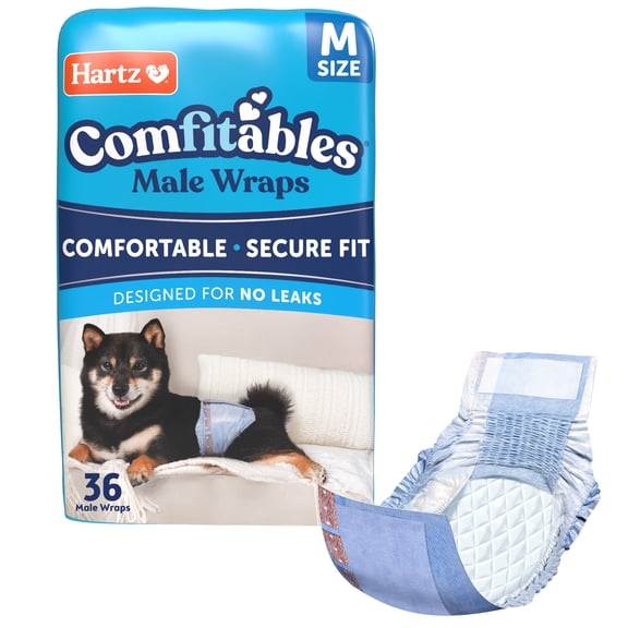Hartz Comfitables Male Dog Wraps with Stretchy Waistband, Medium 36 Count