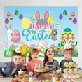 thumbnail image 2 of Happy Easter Backdrops Photography Banner Decorations Bunny Grassland Rustic Wood Background Eggs Banner for Jesus Easter Spring Party Decorations, 70 x 35 Inch, 2 of 4