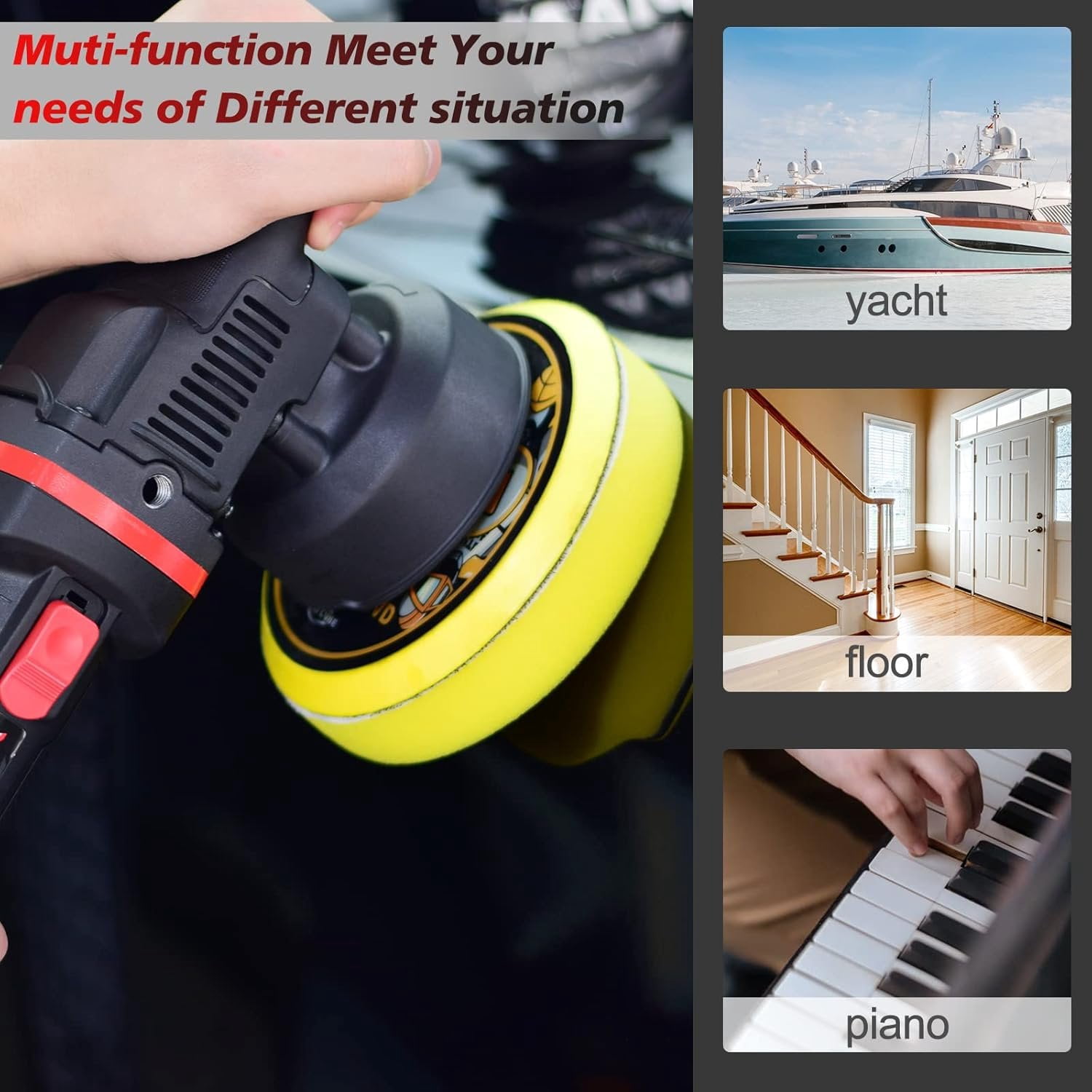 Buffer Polisher,6 inch Dual Action Polisher,Random Buffer Polisher kit with 6 Variable Speed 1000-4500rpm,Detachable Handle,4 Buffing Pads for  detailing Polishing and Waxing