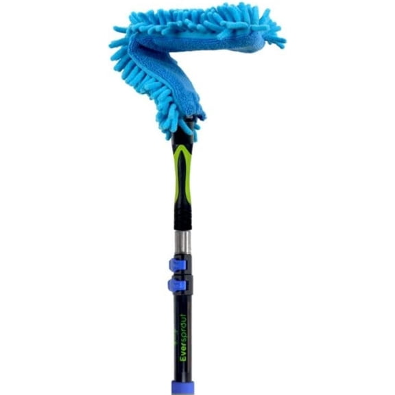 EVERSPROUT Flexible Microfiber Ceiling & Fan Duster | Bendable to Clean Any Fan Blade | Removable & Washable Brush Head | 17" Ceiling Duster 12' Pole