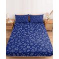 thumbnail image 2 of Queen Size Fitted Sheet Set - Southwestern 3 Piece Bedding Sets 16" Deep Pocket Fitted Sheet with 2 Pillowcases, Blue Paisley Print Vintage Rustic Brushed Microfiber Hotel Luxury Bed Sheets, 2 of 9