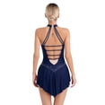 thumbnail image 2 of Kaerm Women Sleeveless Lyrical Dance Dress Shiny Rhinestone Figure Ice Skating Leotard Dresses Navy Blue XXL, 2 of 7
