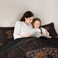 thumbnail image 4 of Erosebridal Brown Leopard Print Queen Comforter Set for Girls Women, Monogrammed P Bedding Comforter Set, Black Reversible 3pcs, 1 Comforter and 2 Pillowcases, 4 of 6
