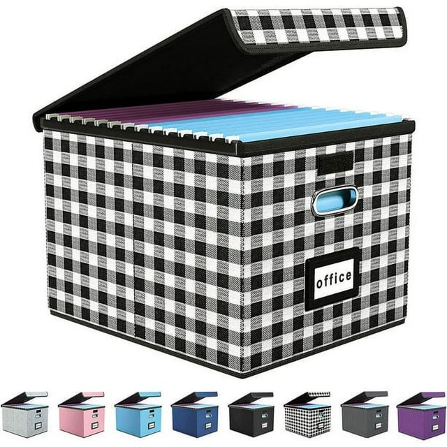 HLONK Boîte de Rangement Multifonction en Tissu de Lin MDF avec Couvercle