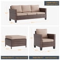 thumbnail image 2 of ACEGOSES 5-Piece Patio Sofa Set Brown Rattan Outdoor Furniture Set Three-Seat Sofa Ottomans Suiting Backyard, Poolside and Patio,Sand, 2 of 7