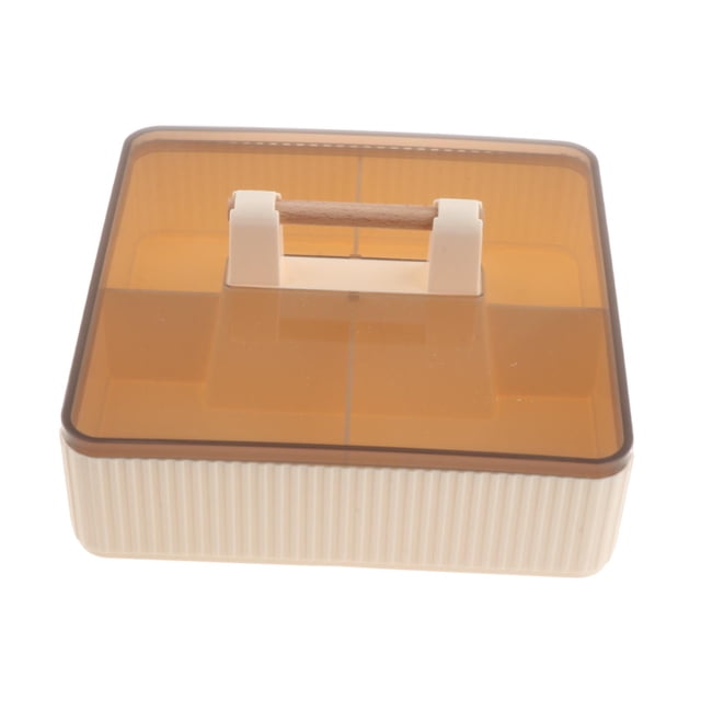 Bandeja para servir dividida con tapa, organizador de alimentos para fiestas, dulces y palomitas de maíz. Crema 1 capa