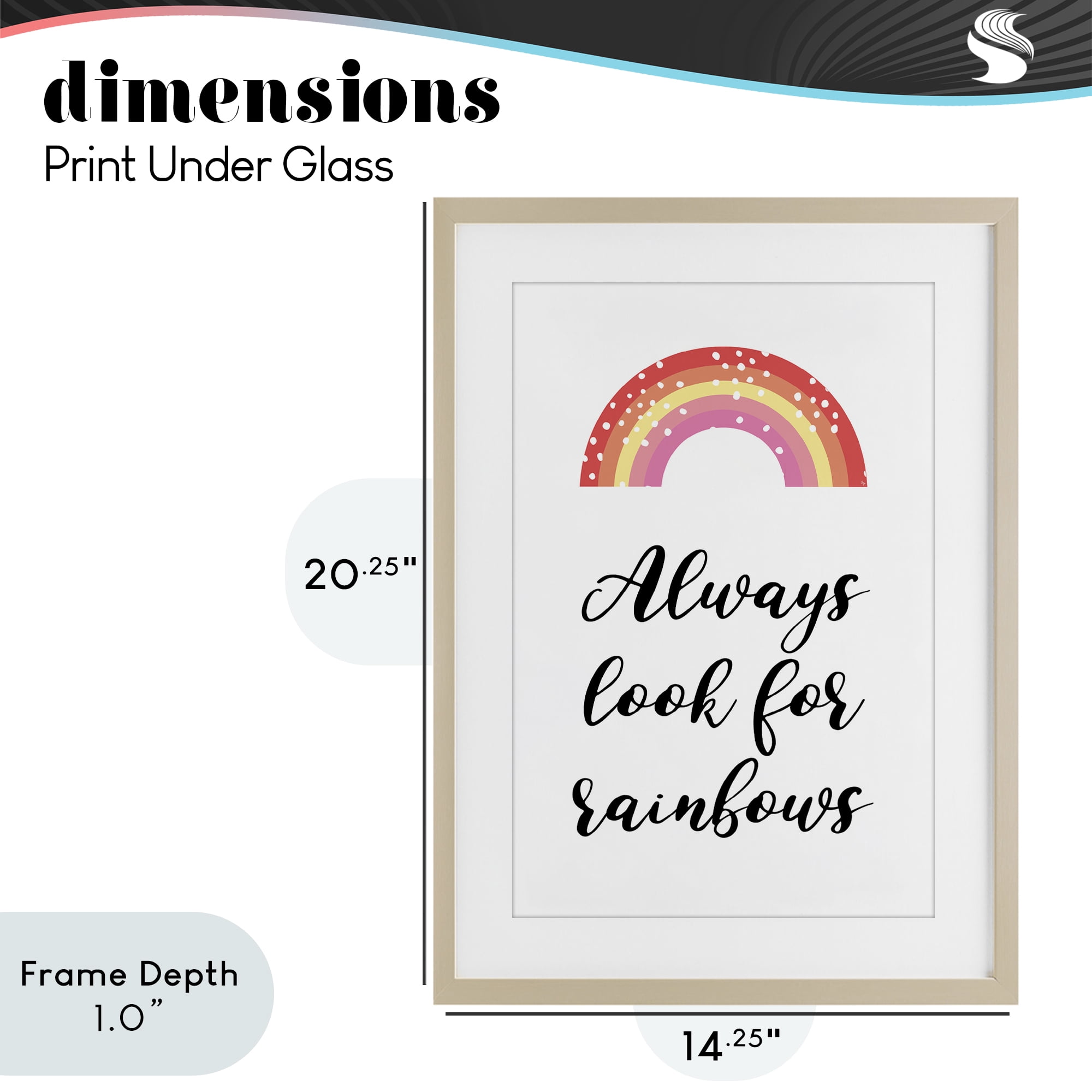 Stupell Industries Always Look For Rainbows Birch Framed Print Under Glass, design by Martina Pavlova