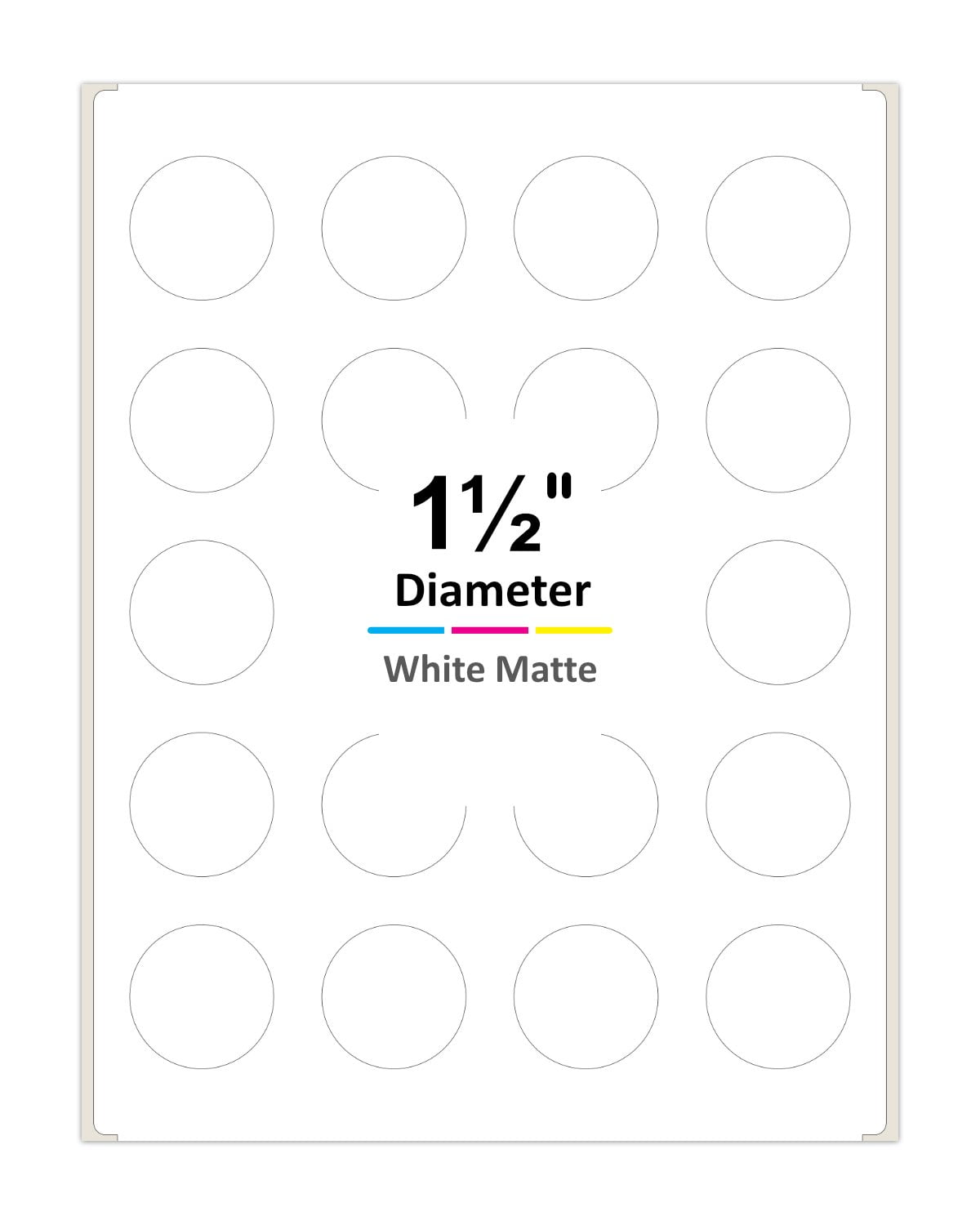 PACKZON 1.5 Inches Diameter Round Labels for Laser/Inkjet Printers, Permanent Adhesive, White Matte, Pack of 1200 Labels