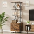 thumbnail image 4 of Maritcute 4 Tier Bookshelf with Storage Drawers,70.8 Inch Tall Industrial Book Shelf with Open Display Shelves,4 Shelf Bookcase with Metal Frame for Living Room, Bedroom,Office-Vintage, 4 of 9