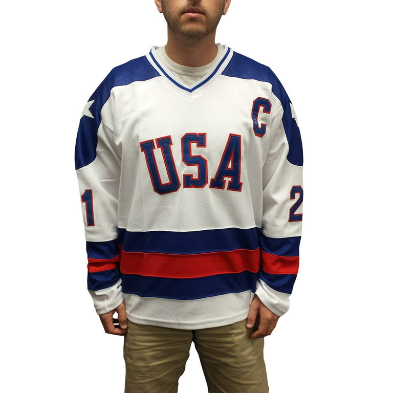 Mike Eruzione #21 USA Hockey Jersey  Ice hockey jersey, Usa hockey jersey,  Hockey jersey
