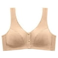 thumbnail image 4 of YWDJ Bras for Women Push up and Padded Front Close Lounge Bras Wirefree Comfortable Bras Wide Strap Full Coverage Wrap Bras Padded Plus Size Comfortable Bras Solid Sleep Bras Khaki S, 4 of 5