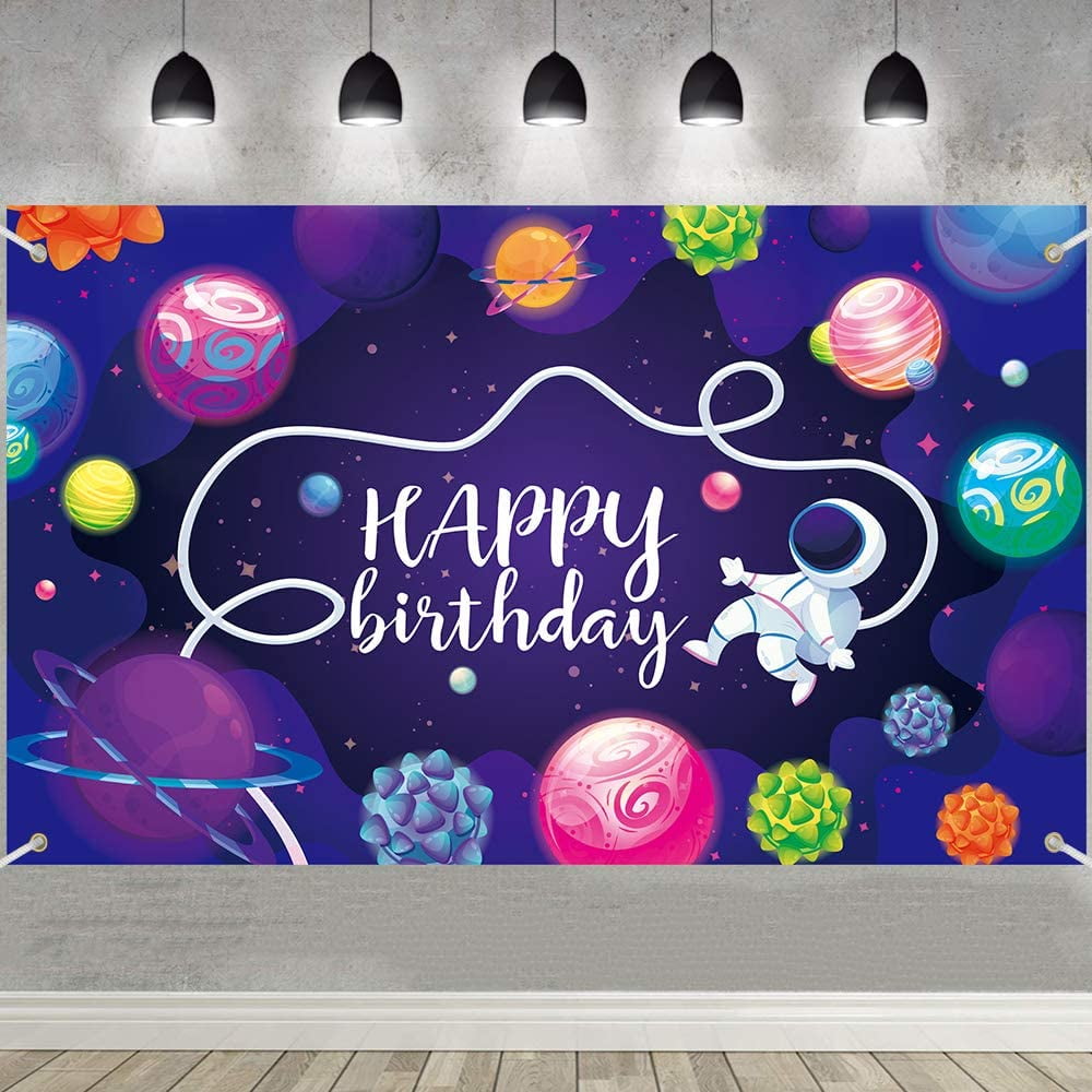 Galaxy Astronaut Happy Birthday Backdrop Cartoon Universe Outer Space  Planet Stars Theme Photography Background Banner for Baby Birthday Party  Wall Decorations Photo Baby Shower() | Walmart Canada