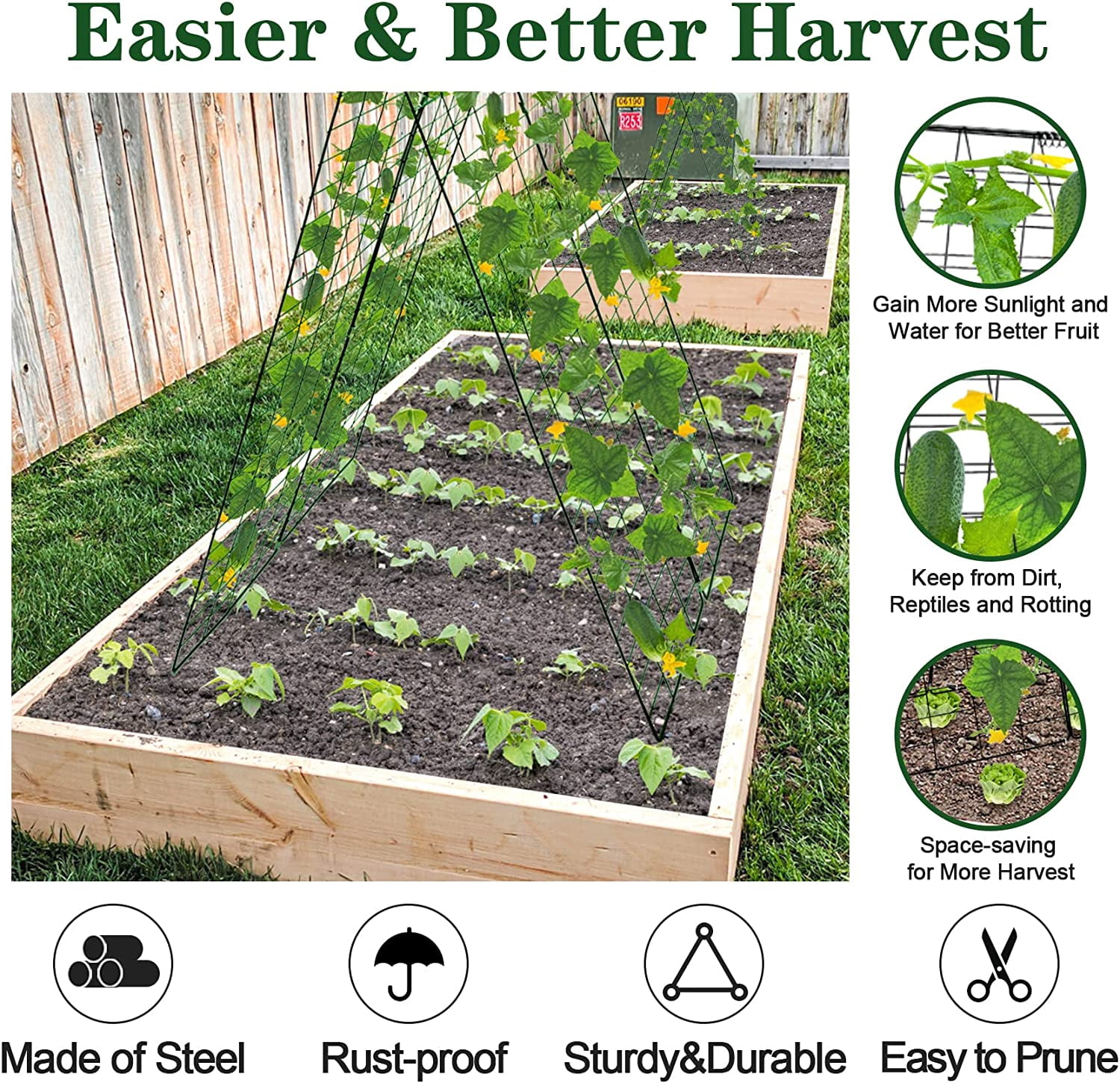 48" H x 34" L Cucumber Trellis for Garden A Frame, Garden Trellis for Climbing Plants Outdoor for Raised Bed(1 Packs)