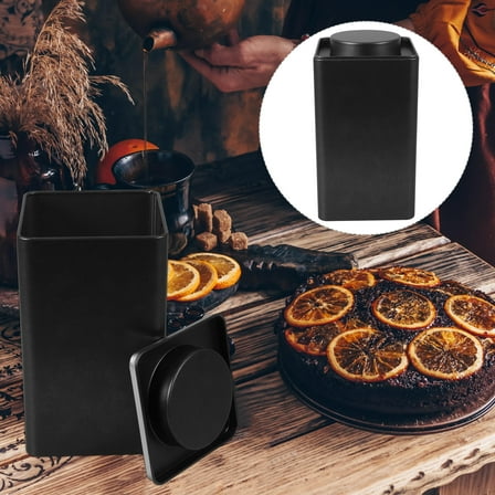 ULTNICE  3 Pcs Metal Tins with Lids Stainless Steel Tea Coffee Sugar Canisters Black