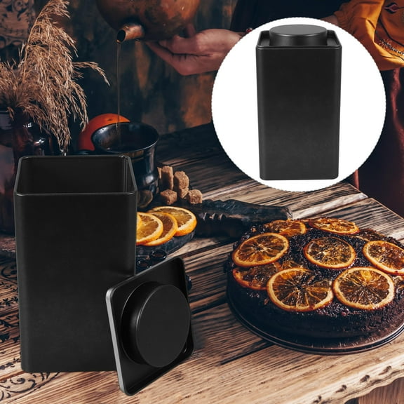 ULTNICE  3 Pcs Metal Tins with Lids Stainless Steel Tea Coffee Sugar Canisters Black