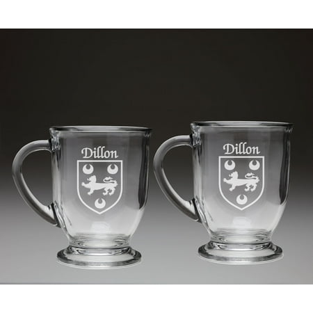 

Dillon Irish Coat of Arms Glass Coffee Mugs - Set of 2