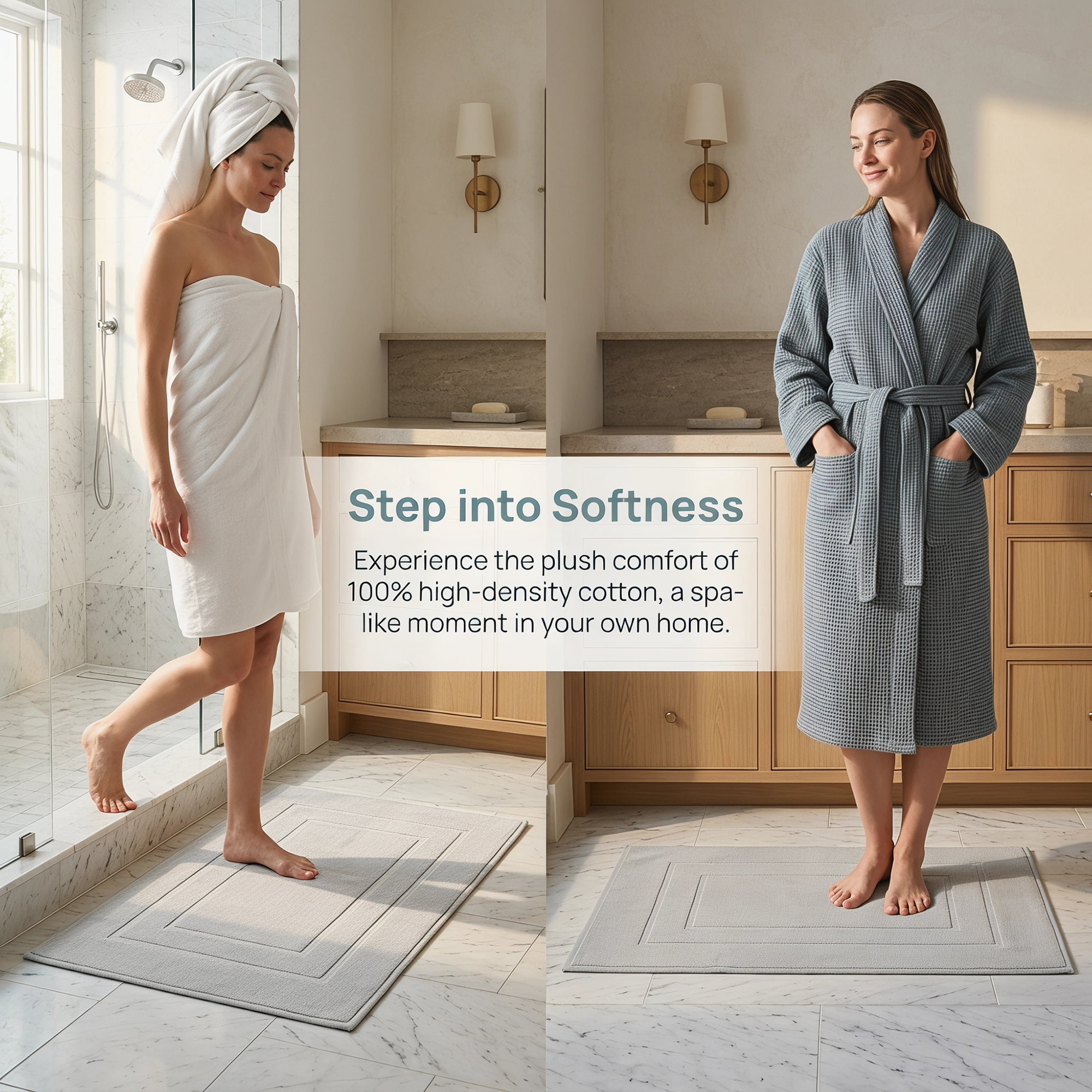 Unique Bargains Cotton Ultra Absorbent Quick Dry Washable Towel Bath Mat White