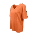 thumbnail image 5 of ZHOGXU Womens Summer T Shirt Short Sleeve V Neck Solid Color Comfortable Lightweight Breathable Tee Top For Casual Daily Wear,Orange,L, 5 of 6