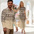 thumbnail image 2 of Psesaysky Boho Elephant Print Matching Hawaiian Outfit for Couples Elegant Womens Bodycon Dresses Party Guest Pencil Dress Mens Shirts Button Down T-shirts Couple Western Clothes for Wedding,S-3XL, 2 of 6