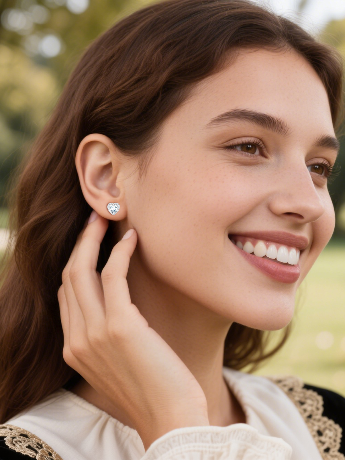 Silvora 925 Sterling Silver Heart Stud Earrings for Women April Birthstone Elegant Earring Birthday, Anniversary, Christmas Jewelry Gift