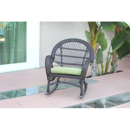 Jeco Inc. Wicker Rocker Chair with Cushions (Set of 4)