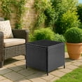 thumbnail image 3 of SUREGO Outdoor Storage Side Table, 27 Gallon PE Wicker Patio End Table with Lid for Furniture Covers, Gardening Tools, Toys, Black Rattan, 3 of 9