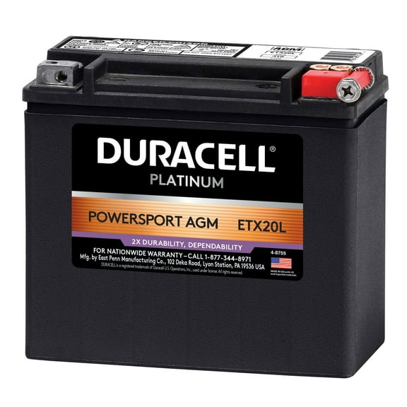 Duracell AGM Powersport Battery, Group Size ETX20L 310