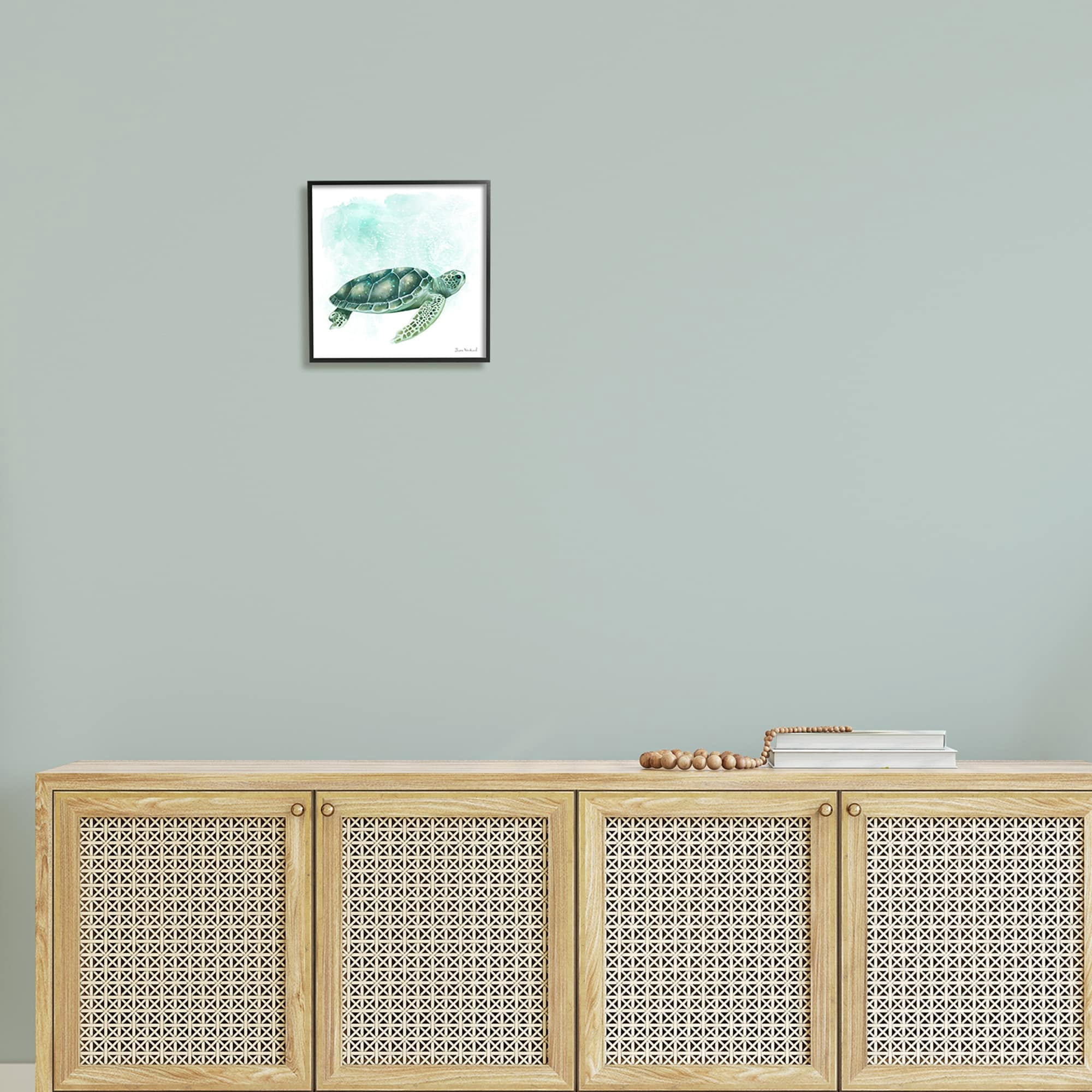 Stupell Industries Speckled Green Sea Turtle Marine Life Painting Graphic Art Black Framed Art Print Wall Art, Design by Diane Neukirch