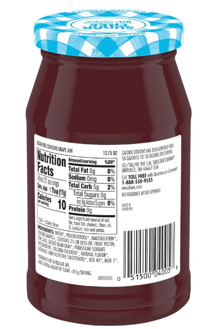 Smucker's Sugar Free Concord Grape Jam with Splenda Brand Sweetener, 12.75 Ounces (Pack of 4)
