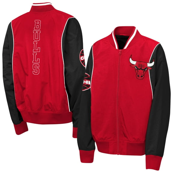Youth Outerstuff Red/Black Chicago Bulls Two-Pointer Full-Zip Windbreaker