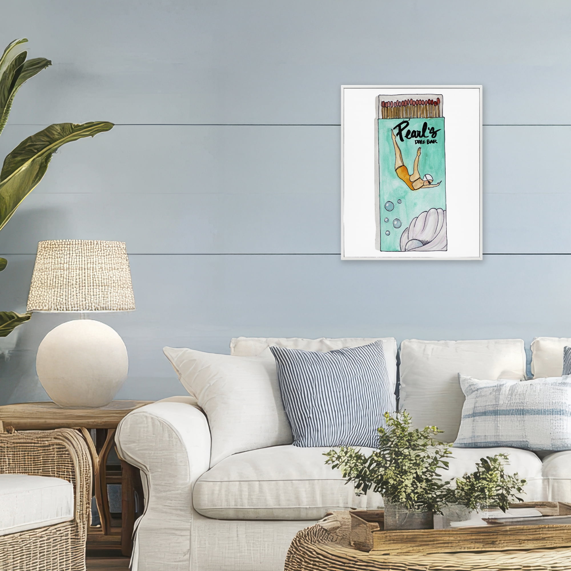 Stupell Industries Pearl Dive Matchbox White Framed Giclee Art, design by Nola James