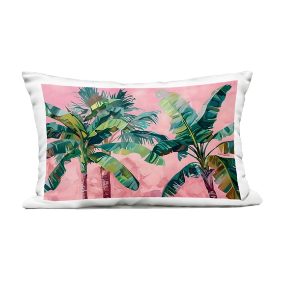 Stupell Industries Palm Tree Tops on Pink Outdoor Printed Pillow design by LSR Design Studio, 14 x 7 x 20