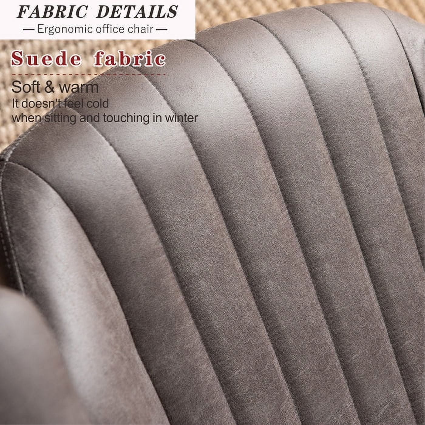 XIZZI Ergonomic Office Chair with Wheels Suede Fabric Swivel Gaming Chair,Modern Adjustable Computer Chairs with Armrest-Dark Grey