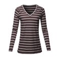 thumbnail image 1 of FashionOutfit Women's COTTON STRIPED V-NECK TOP, 1 of 1