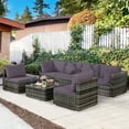 thumbnail image 2 of Costway 7PCS Patio Rattan Furniture Set Sectional Sofa Garden Gray Cushion, 2 of 11
