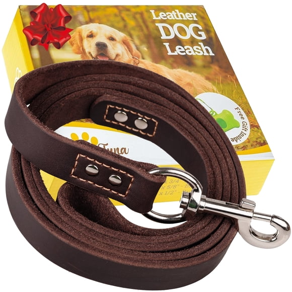 Correa de piel para perro ADITYNA, suave, fuerte y resistente, 180 cm, color marrón