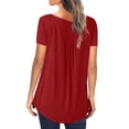 thumbnail image 5 of up to 60% off Gifts Usmixi Shirts for Women Casual Button up Pleated Swing Henley Shirts Tunic Tops Summer Trendy Solid Short Sleeve Round Neck Ladies Blouses Red m, 5 of 6