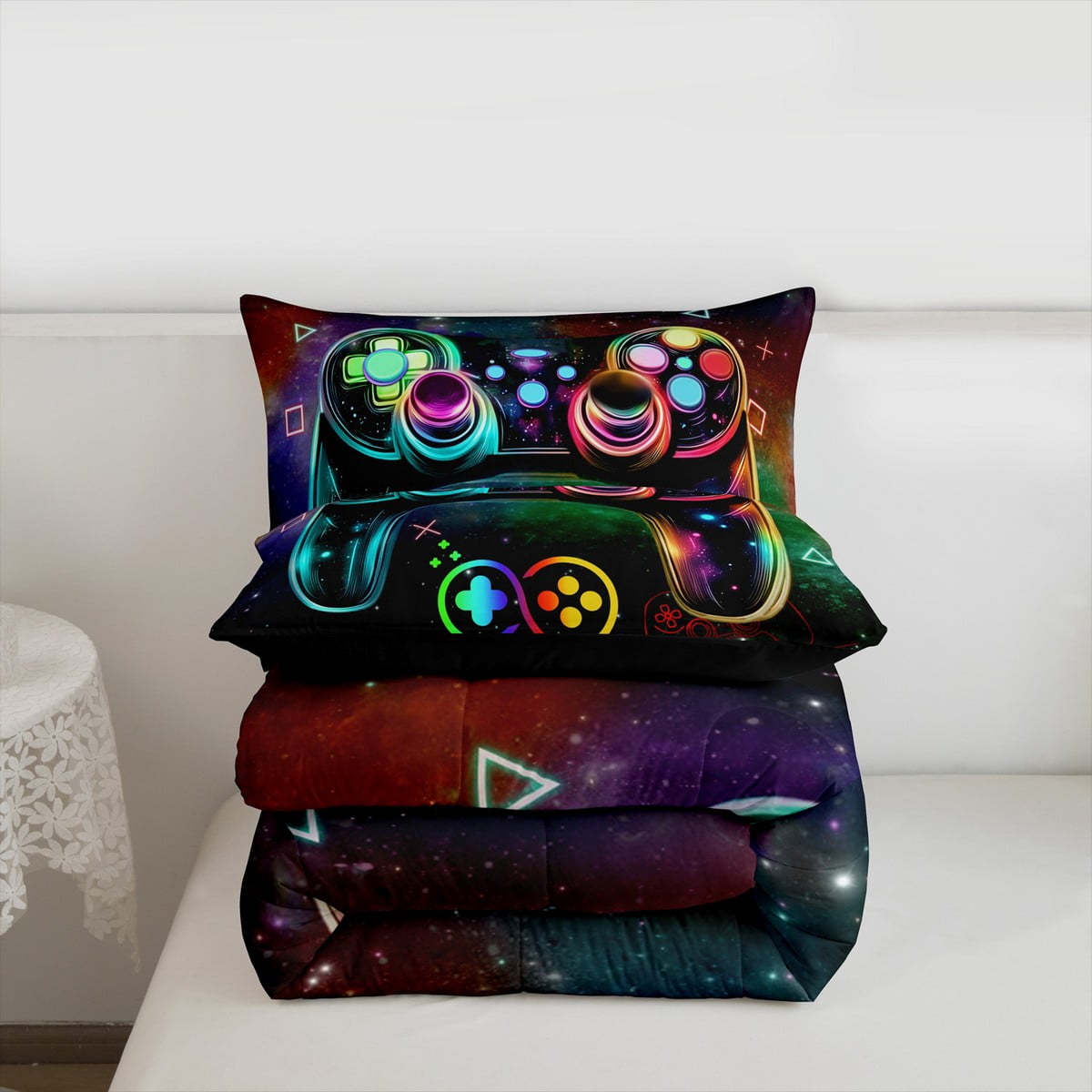 Teen Gaming Bedding Sets Full with Comforter,Duvet Insert,Lightweight 3 Pcs