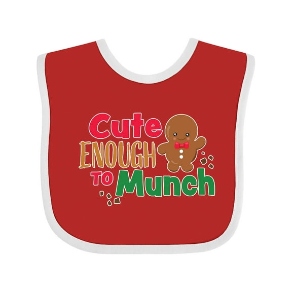 Inktastic Cute Enough to Munch with Gingerbread Man Boys or Girls Baby Bib
