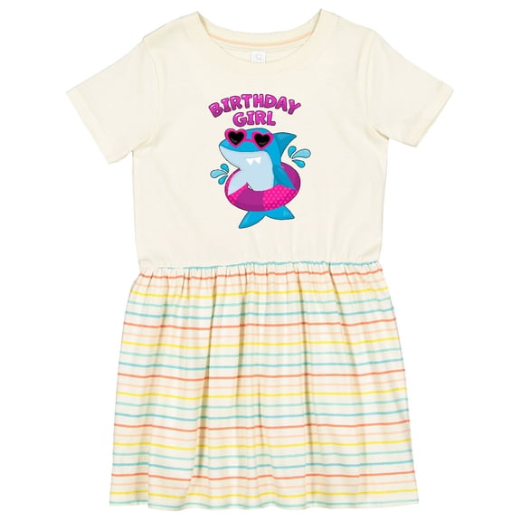 Inktastic Birthday Girl Shark Pool Party Girls Toddler Dress