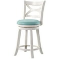 Sawyer 24" Counter Stool with Swivel, Cream with Sky Blue Fabric