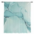 thumbnail image 2 of Turquoise Semi Sheer Curtains Drapes for Living Room, Bedroom, French Doors Window 45 Inches Long, Modern Marble Ink Painting Abstract Art Rod Pocket Chiffon Curtain Drapery Voile Draperies Panel, 2 of 6