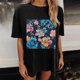 thumbnail image 5 of Faldas Cortas para Mujeres, Impresión de Flores Casual Oversized Camiseta de Manga Corta Top Hecho de 95% Poliéster 5% Spandex para Primavera Verano, Falda Corta de Verano, 5 of 7