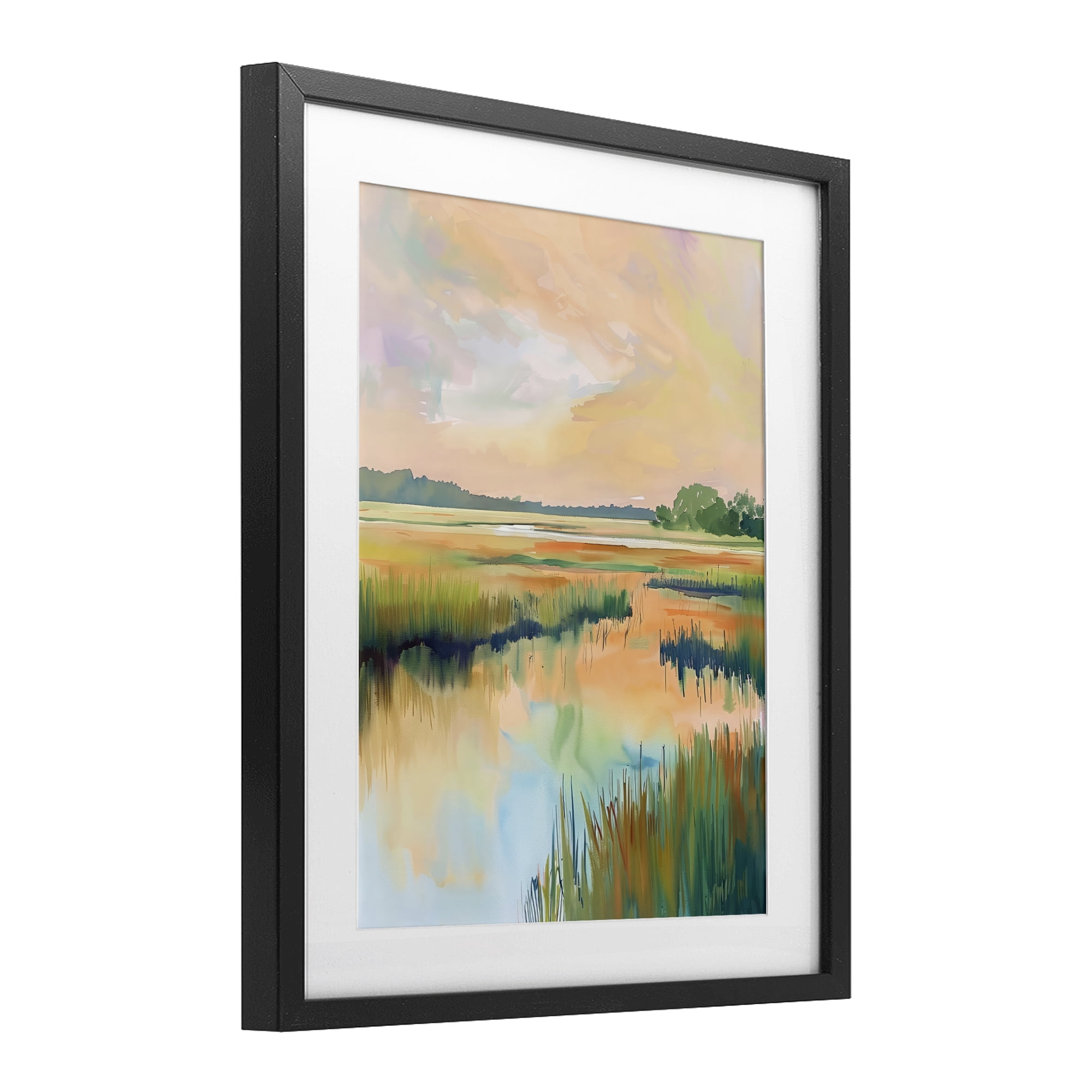 Stupell Industries Marsh Sunset over Tranquil Stream Black Framed Print Under Glass, design by LSR Design Studio