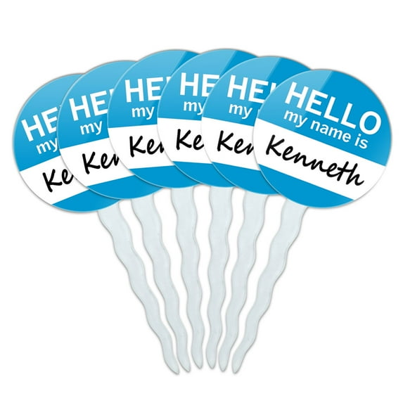 Kenneth Hello My Name Is Cupcake Picks Toppers - Set of 6