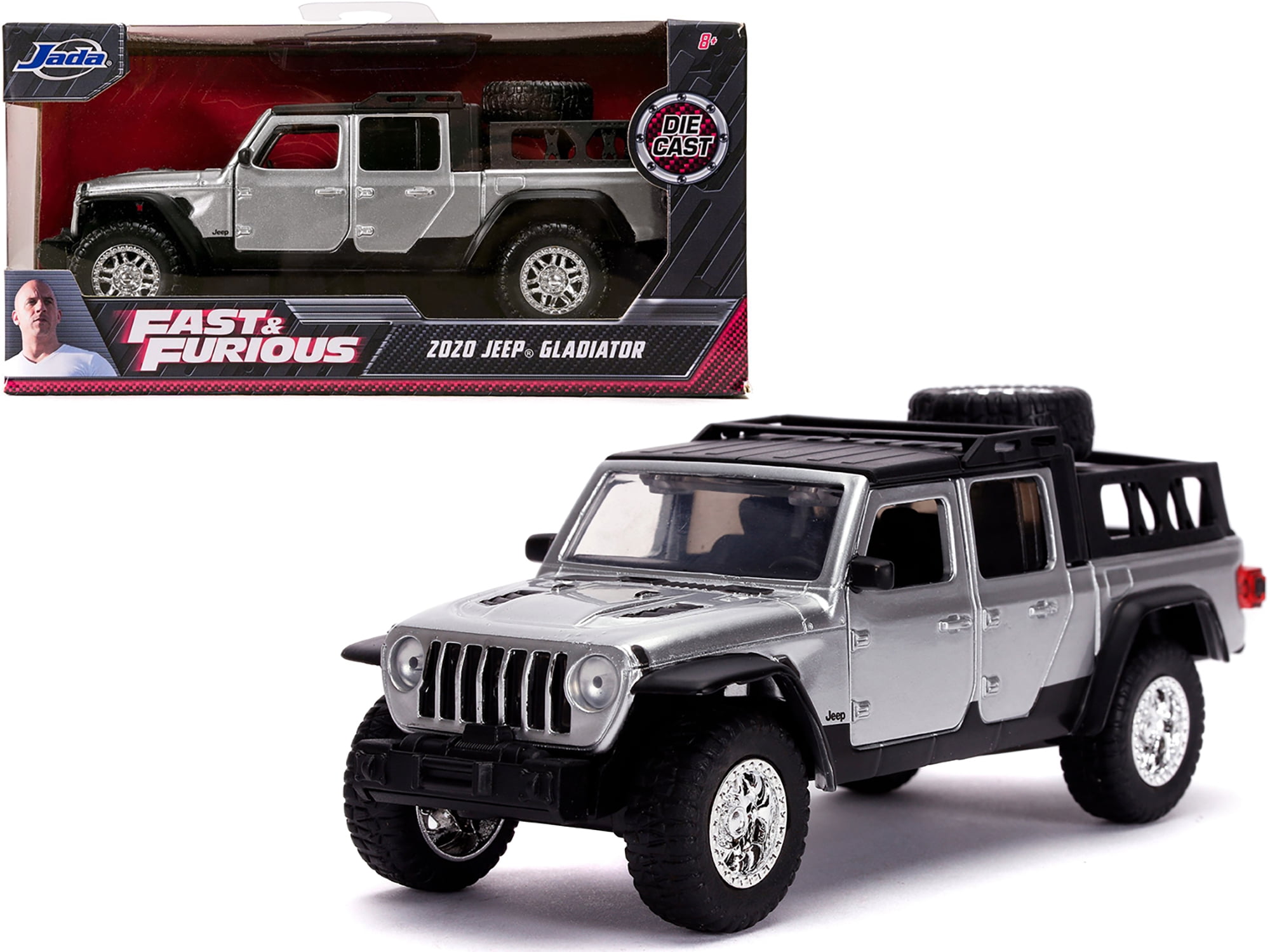 Jeep Wrangler Gladiator Pickup Truck 1:32 Die Cast Modellauto Spielzeug Schwarz